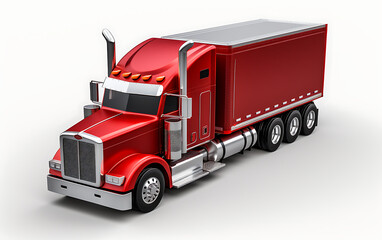 3D rendering of a semi-trailer truck on a white background