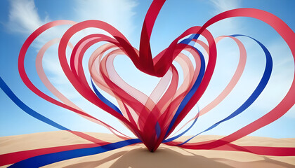 ribbons heart blue in sky backdrop 2