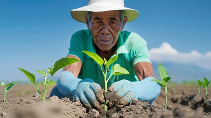 Vibrant scene capturing farmers using agrobiodiversity conservation strategies and seed sovereignty initiatives to safeguard agricultural diversity. Height Resolution Photo, , Minimalism,