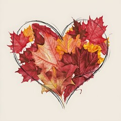 A heart drawn from nature, filled with the warm hues of fall foliage