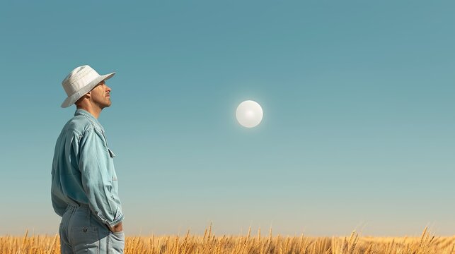 Engaging illustration depicting farmers integrating advanced agricultural technology with natural elements, emphasizing sustainable farming practices. Height Resolution Photo, , Minimalism,