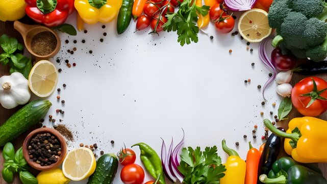 frame of vegetables