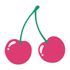 かわいいさくらんぼのイラスト。春、チェリー、さくらんぼ、フルーツ、果物