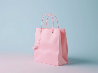 3D render of a pink shopping bag on pastel backdrop, perfect for ads and design templates with copy space, minimal concept.