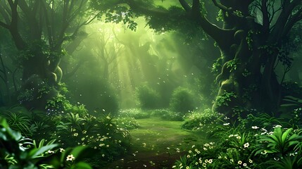 Beautiful fantasy green forest
