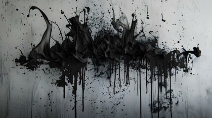 Ink drops and splashes in artistic display