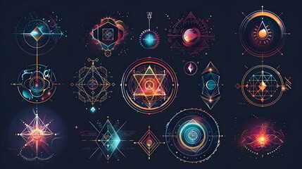 Abstract Sacred Geometry and Magic Symbols Set 4