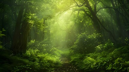 Obraz premium Beautiful fantasy green forest