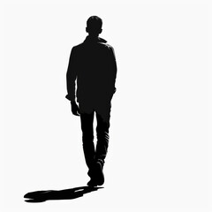 A back view of a black silhouette of a man walking away