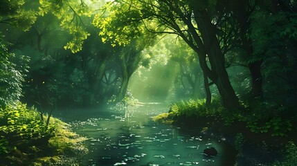 Fototapeta premium Green forest environment