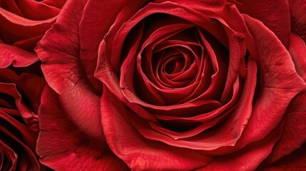 Naklejka premium Red rose close-up capturing its natural beauty and elegance AI generated