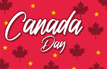 happy canada day with canada leaf silhouette