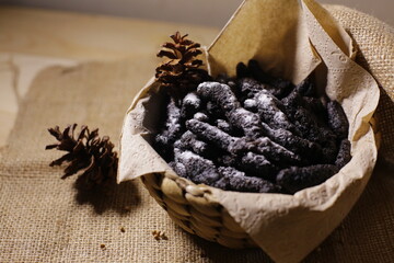 black churros with perfect appearance. inherent sweetness