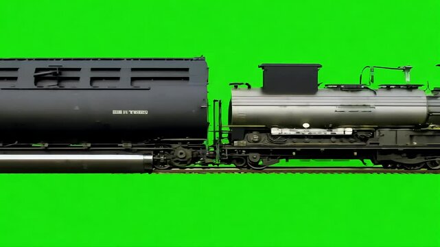 Vintage Steam Locomotive on green screen background with Ai generated.
