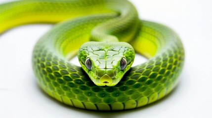 Fototapeta premium Green Snake on white background