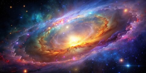 Fototapeta premium Galaxy with colorful nebula and bright stars in outer space, Galaxy, nebula, stars, outer space