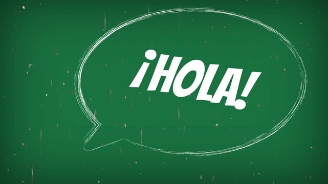  Animaci&oacute;n de saludo &iexcl;Hola! en burbuja de discurso, fondo verde