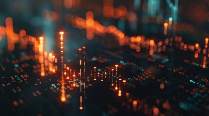 Fototapeta premium Abstract Digital Data Visualization with Glowing Lines and Numbers