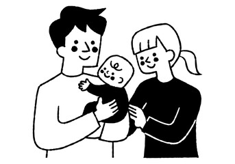 Father holding baby and mother snuggling_2