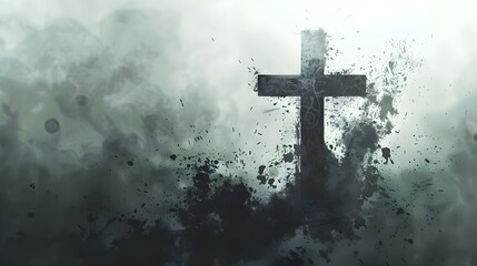 Fototapeta premium Christian cross symbol marked with ash on Ash Wednesday