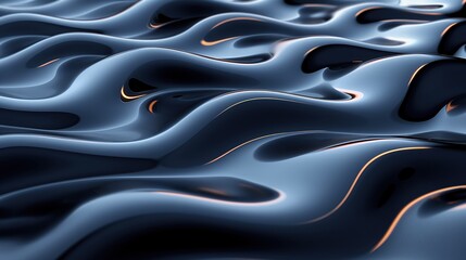 Obraz premium Abstract close-up of smooth, wavy, metallic surface with reflective highlights.
