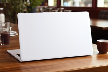 Minimalist White Laptop Sleeve Mockup on Desk for Branding Close-Up