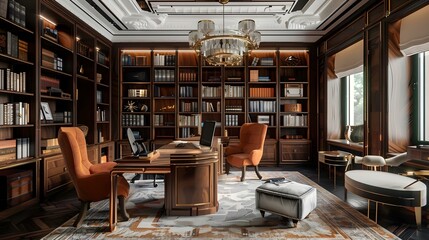 Modern luxury study room