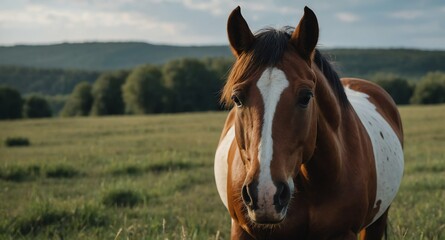 Obraz premium horse in meadow background