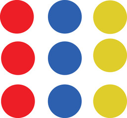 Red Blue And Yellow Holographic circle shape. Circle isolated. Icon and stickers for your design.