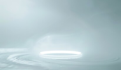 White Background with White Light Ring Creating Ripples in Water