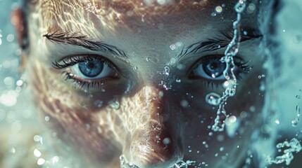 Close-up photo of female athlete swimmer competing.
