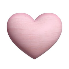 薄いピンク色に染まったふんわりと丸い木製のハートのオブジェ