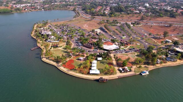 Paranoa Lake At Brasilia Federal District Brazil. Bird Eye View Of Stunning Iconic Recreational Park Of The City. Countryside Sky Rural Field. Sky Panoramic Sky. Brasilia Federal District.