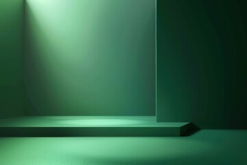 Minimalist Green Gradient Background with Empty Space for Product Display