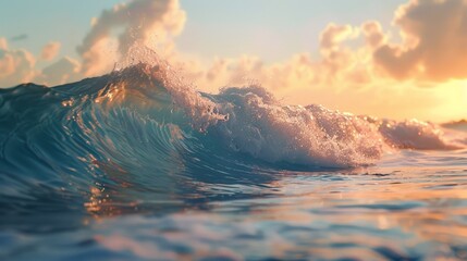 Fototapeta premium colorful sea waves The sea is crest-shaped. sunset light