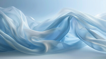 Obraz premium Soft Blue Fabric Flowing with Light Waves in Abstract Background..