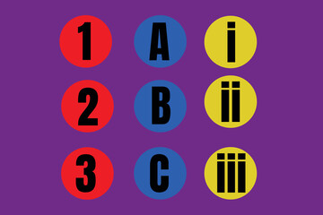 Colorful Number and Alphabet Icons on Purple Background