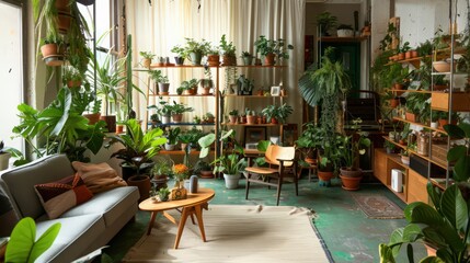 Describe ways to incorporate greenery and plants into small space interiors without overcrowding