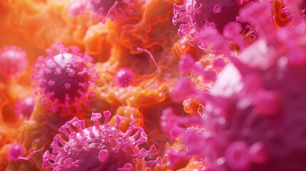 Closeup of pink and orange cells