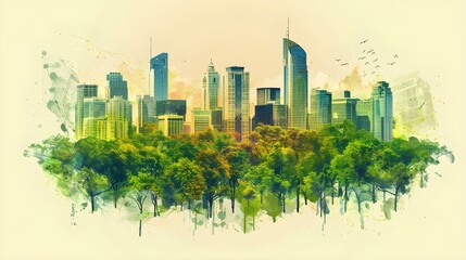 City skyline in transition - digital illustration
