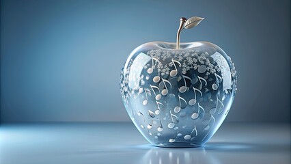 Crystal apple filled with musical notes symbols, music, crystal, apple, notes, symbols, shiny,melodic, harmony, sound