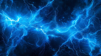 Obraz premium Intense Blue Lightning Storm Clouds in Dark Sky..