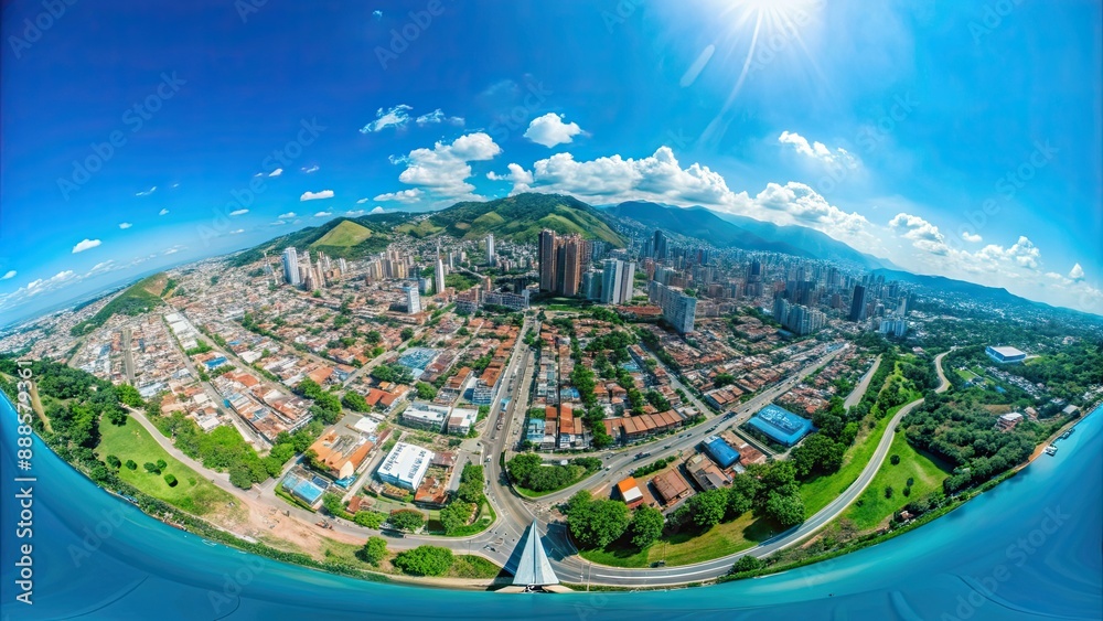 Poster Aerial panoramic view of the western part of Medellin taken with a drone, Medellin, Colombia, cityscape, urban