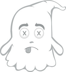 vector illustration character ghost cartoon, with crosses eyes in concept of dead character