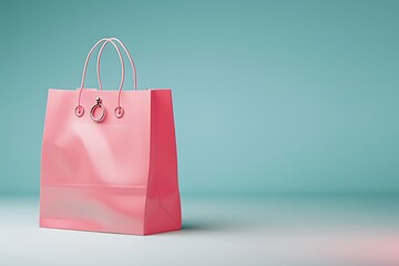 3D rendering of a pink shopping bag on a pastel backdrop, perfect for banner designs with copy space.