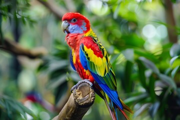 Obraz premium Colorful Parrot Perched on a Branch