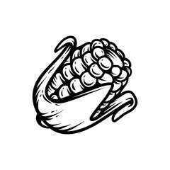 small corn line art style sketch classic vintage design illustration