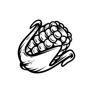 recommend clip art: small corn line art style sketch classic vintage design illustration