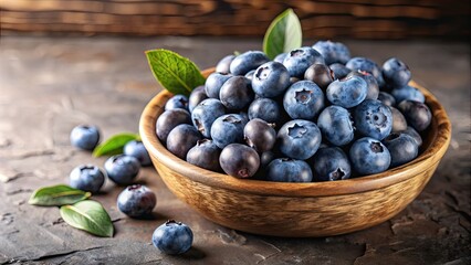 Freshly picked blueberries close up on a rustic background, blueberries, fresh, fruit, organic, antioxidant, healthy, ripe