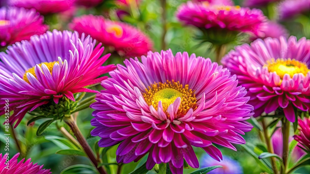 Canvas Prints Close-up of vibrant Astra flowers in bloom , vibrant, close-up, Astra, flowers, blooming, petals, colorful, nature, garden